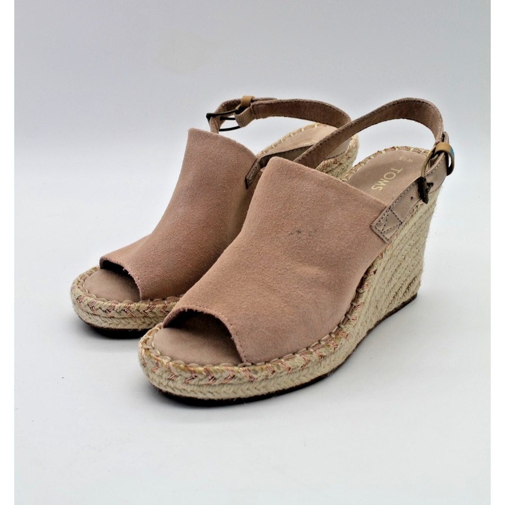 Toms Monica Suede Espadrille Wedge Platform Sandals Blush Pink 7.5 10015134 - Picture 3 of 13